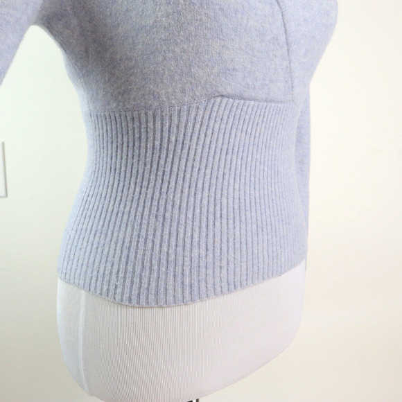 Madewell Size S Merino Wool Blend Sweater Cozy Yarn Surplice Blue - Picture 8 of 11